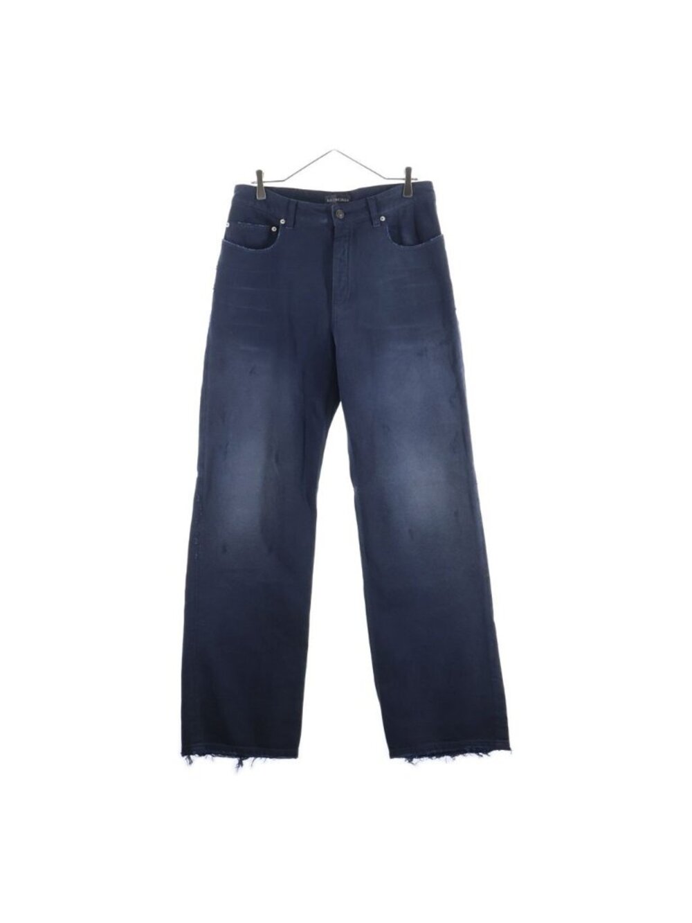 Balenciaga Curved Knee Pants Distressed Denim Blue